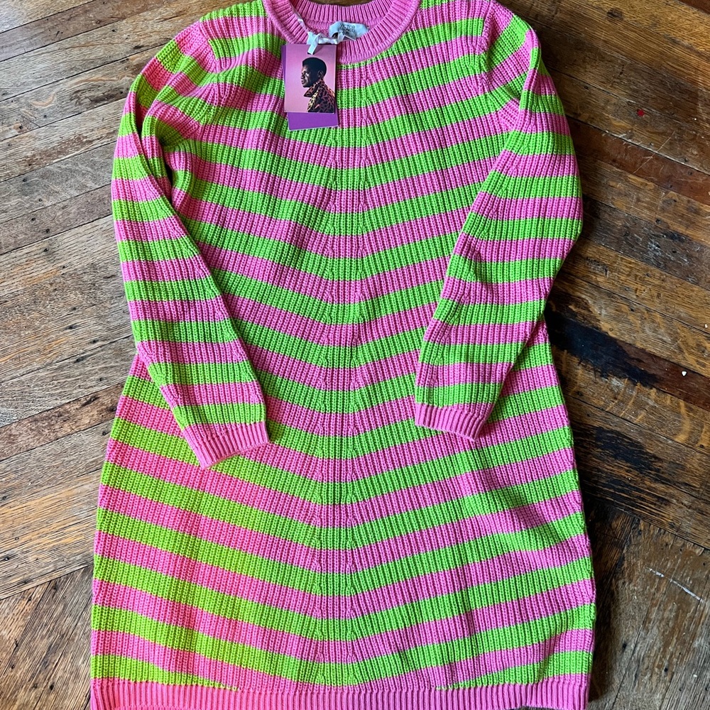 Victor Glemaud for Target Neon Pink and Lime Sweater Dress Size L NWT